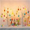 DELICHTER Set 2 Alberi Pasqua Bianchi con uova colorate. Alberi ramo a batteria con luci. Alberi luminosi decorativi, 36 uova