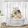 Ttincceer 183x213cm Carino Cane Doccia Tenda Cucciolo Partito Divertente Animale Bagno Tenda Amato Animale Domestico in Vasca da Bagno Colorato Fiore Doccia Tende Impermeabile Tenda Vasca da Bagno