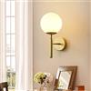 Mengjay Nordic moderno Lampada da parete a sfera in vetro latteo Lampada da comodino da interno Applique in metallo dorato con luce bianca Lampadina LED E27 Foyer Sala da pranzo. (Latteo)