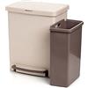 TATAY Contenitore Differenziata con Pedale 25L | 2 Scomparti (17L + 8L) | Interno ed Esterno | Per Sacchetti da 30L | Plastica 100% Riciclata Senza BPA | 33,5x31x42 cm, Ecohome