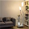 LOFAMI-Lampade da terra Lampade da Terra Lampada da Pavimento Piantana Ferro battuto lampada da terra con Tavolino, PVC paralume pavimento luci con 2 Luce, bagagli Lampada da terra for salotto, ufficio, camera da letto Lampa