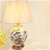 Mengjay Classic Vintage Art Ceramic Table Lamp, Vase-Like Cloth Reading Book Light Desk Lamp Porcelain Antique Flowers Decorated Night Bulb Side Table Dresser (Bianco)