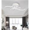 XING MAO Plafoniera a LED da ristorante, dimmerabile, moderna, in acrilico, lampadario da soffitto curvo in metallo per soggiorno, camera da letto, bagno, stile rustico, 70 x 40 x 20 cm moderno bianco