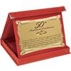 Printerland Targa Anniversario Matrimonio con Astuccio in Velluto Blu, Rosso o Nero - Targhe Regalo Nozze Sposi Sposa (ROSSO, 50° Anniversario)