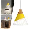 Mengjay Lampada a Sospensione Industriale Lampadario Retro Rustico Lampadario Plafoniera in Metallo Creativo Luci a Sospensione Lampadari,Lampada a Soffitto in Legna Metallo per Soggiorno (Giallo)