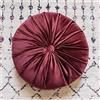 Fouriding Cuscino rotondo in velluto da 35,8 cm, morbido cuscino plissettato per meditazione, cuscino decorativo per la casa, per soggiorno, divano, letto, sedia auto (rosso vina)