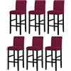 LANSHENG Coprisedia, Coprisedie per bar, Fodera sfoderabile per sedia rimovibile elasticizzata per sedia da pranzo corta girevole con schienale per sedia da bar (Vino Rosso,6 Pezzi)