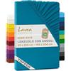 Lavea® Lenzuolo con Angoli Singolo 90x200 cm - Jersey 100% Cotone - Per Materassi Topper fino a 10 cm - Con Elastico Tutto Intorno - Certificato OEKO-TEX - Acquamarina