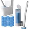 DigScape Scopino per WC usa e getta, con 12 ricariche, sistema di pulizia usa e getta con supporto per la pulizia del bagno (set di spazzola + 12 testine (oceano)