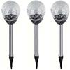 HAC24 3x lampada solare da giardino a LED in acciaio inox a forma di sfera con luce crackle, lampada solare, luce solare, decorazione da giardino, colore bianco