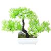 Verve Jelly Pino Artificiale Mini Piante Artificiali Pianta Verde Artificiale Fiore Artificiale in Pianta in Vaso Piante da Interno Bonsai Piante in Vaso Decorazioni per la Casa, Bianco