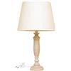 Ideacasa Lampada Lume Abatjour da Tavolo Stelo in Legno e Paralume in Tessuto color Tortora H. 60 CM