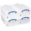 Really Useful Box Scatola portaoggetti in plastica trasparente da 9 litri, multiuso, impilabile, con coperchio e manici a clip, ideale per casa, ufficio, scuola e oggetti artistici e artigianali