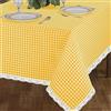 INTRECCI Tovaglia Amour 10/12 Posti, Rettangolare, in Cotone, 140x240 cm, Fantasia Quadri Scozzese, Orli Decorativi, 100% Cotone Oeko-Tex, Azo Free, Lavabile in Lavatrice, Colore: Senape