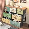 BRILVERDE - Comò con 7 cassetti, cassettiera boema con piano in legno e struttura in metallo, mobile TV con cassetti in tessuto, comò per soggiorno, camera da letto, corridoio