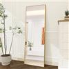MIOOSUT Specchio grande su piedistallo, 164 x 54 cm, con cornice in alluminio, supporto in metallo, specchio rettangolare inclinato o sospeso, per soggiorno, camera da letto, ingresso (oro, 164 x 54)