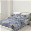 BANZAII TEXTILE INNOVATOR ONLINE Banzaii Copripiumino Matrimoniale 200x220 cm con Cerniera e Lacci Angolari 100% Microfibra Manopesca, Set Copripiumino e 2 Federe con Zip 80x80 cm, Made in Italy, Francesca Azzurro