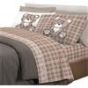 PELLECCHIA 1969| Set Lenzuola Letto Fantasia Orsetto Tartan 100% Cotone Made in Italy Lenzuolo sopra + sotto con Angoli + Federa/e con Stampa su due i Lati (Beige)