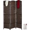 Paluplus Divisorio per Ambienti Pieghevole a 3 Pannelli, Misura 132x180 cm, Separè in Corda Intrecciata, Paravento Decorativo da Interno per Camera da Letto, Soggiorno, Ufficio -313F (Marrone)