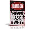 Yunuo- Targa in metallo, stile vintage, decorazione da parete, con scritta:"Danger" (08)