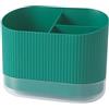 GLigeT Porta Mestoli da Cucina Portautensili in plastica, scolaposate, lavello, Cucchiaio, Bacchette, forchetta, scolapiatti, portaposate, Organizer con 3 Scomparti Porta Posate Cucina(Green)