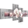 Runa Art Quadri Multipanello Orchidea Fiori Murale Soggiorno XXL 150 x 60 cm Viola Grigio Moderni 204645c