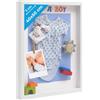 PHOTOLINI 3D cornice 40x50 cm bianco, profonda con vetro e passe-partout, cornice per oggetti fino a 3 cm di profondità, legno MDF - perfetta per il fai da te e come regalo