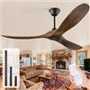 OUENGK Ventilatore da soffitto in legno da 152cm senza luci con telecomando, ventilatore da soffitto rustico per patio all'aperto impermeabile con motore a corrente continua reversibile a sei velocità