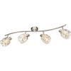 meineWunschleuchte Faretto da soffitto con quattro paralumi in cristallo argento opaco, larghezza 70 cm