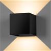 Damastoreitalia Applique LED cubo nero 12W luce calda 3000K - IP65 da parete per esterno up and down con angolo luce regolabile 1000 lumen (12W - Nero - Bianco caldo 3000K)