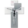 MEMORY SRL PICCOLO CROCIFISSO DA PARETE MODERNO 17X12 CROCE GRIGIO BIANCO CRISTO COLORE ARGENTATO me12101g