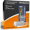 Eurocali Controller per Strisce LED RGB+W Multicolore 12-24V 4 Canali con Connettore 5 pin e Jack 2.1 + Telecomando 40 tasti ad infrarossi