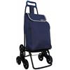 MENKËLL Carrellino per la Spesa con 6 Ruote Girevoli Saliscale - Borsa Impermeabile da 35L, Rimovibile per Trasporto Acqua - Pieghevole, Leggero e Compatto - Perfetto Anche per Anziani (Blu)