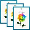 MG Design Set da 3 cornici portafoto A3 29,7 x 42 cm - Cornici in legno Turchese con vetri acrilici infrangibili, verticale e orizzontale con fissaggio a parete stabile