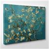 ConKrea - Quadro su Tela Canvas - INTELAIATO - Pronto da Appendere - Ramo di MANDORLO Fiorito per Van Gogh- 50x70cm - Senza Cornice - (cod.296)