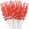 FEQO 36 steli di eucalipto arancione, foglie artificiali, rami di eucalipto sintetici, 38,1 cm, per bouquet da sposa e decorazioni per la casa