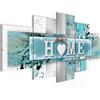 Runa Art - Quadri Home Cuore 200 x 100 cm 5 Pezzi XXL Decorazione Murale Design Blu Grigio 504551a
