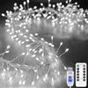 EONANT Catena luminosa a forma di fata, USB, con timer, per camera da letto, giardino, terrazza, matrimonio, Natale, vacanze, bianco, 12 m, 400 LED