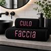 Manifattura Tessile Set Asciugamani Viso e Ospite Personalizzati con Nome Ricamato, 100% Cotone Morbido e Assorbente, Ricamo Artigianale, Idea Regalo Uomo Donna, Made in Italy, Nero