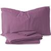 Morbidissimi Set Lenzuola Completo Letto in Flanella 100% cotone felpato Tinta Unita per letto Singolo [ Malva]