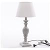 DiKasa Lampada da Tavolo Grigia in MDF con Paralume Bianco in Stoffa e PVC, Design Classico Compatto ed Elegante, Lampada Decorativa per Soggiorno Camera da Letto Ufficio 12x43 cm