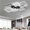 LIUYU Lampadari LED Soffitto dimmerabile Plafoniera Soggiorno L 90cm Nero-Bianco | Lampadario soggiorno moderno grande con telecomando, 68W, 3000K‑6500K, memoria integrata, design rettangolare, per salotto