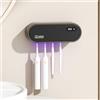 mumisuto Porta Spazzolino con Sterilizzatore a Raggi UV, Portaspazzolini da Bagno con Funzione di Asciugatura e Timer, 4 Slot Porta Spazzolini da Muro, Ricaricabile USB 1800mAh (Nero)