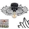 hofstein Plafoniera Cristelo, lampada da soffitto in metallo nero, dal design retrò con paralume a griglia (Ø 40 cm) un fantastico effetto luminoso sul soffitto, 1 lampadina, x E27, senza lampadina