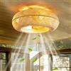 GHY Ventilatore Da Soffitto A LED Con Lampada, Design in Bambù Intrecciato Moderno, Dimmerabile Fan Plafoniera, Velocità Del Vento Regolabile, Soggiorno Camere Ufficio Lampadario A Ventaglio