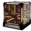 Lonyiabbi Specchio luce notturna - 4D acrilico cubo lampada da comodino LED effetto Abyss touch dimmerabile luce d'atmosfera ricaricabile USB-C gamer decorazione scrivania futuristica per (Dorato)