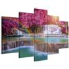 B&D XXL - Quadro Cascata Acrobaleno 100x50 cm 5 Pezzi - Stampa su Tela Strutturata XXL Grande - Quadri Moderni Componibili Camera da Letto Matrimoniale - Stampe da Parete Arte - Paesaggio Natura