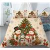 REALIN Copripiumino Natale Set Biancheria Letto Babbo Natale Albero Regalo Alce La Neve Slitta 2/3/4PCS Copripiumini/Lenzuola/Federe,Singolo,Matrimoniale,King (King-220×230cm-3PCS,C)