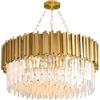 Coolpleasant Lampadario Moderno in Cristallo, E14 x 6 luci rotondo per candelabro di cristallo, Plafoniera Soffitto con Regolabili Catena per Interni soggiorno, cucina, sala da pranzo (Size:60cm,Color:Oro)