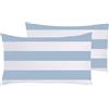 Novilunio 2 Federe Cuscino Letto in Cotone 50x80cm, chiusura a sacchetto, Set 2 Federe 100% Cotone - Riga Maxi Celeste
